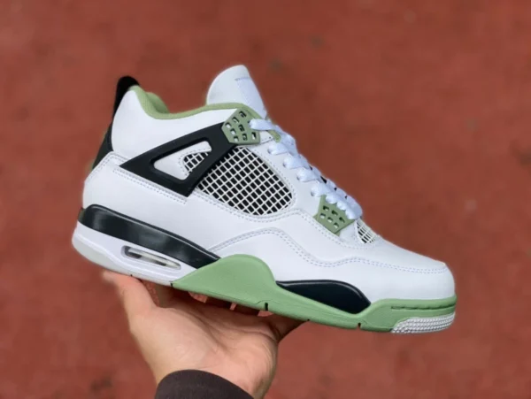 aj4 bianco verde salvia versione economica delle più popolari scarpe da basket mid-top Air Jordan 4 AJ4 bianco verde nero matcha verde sale marino AQ9129-103 131