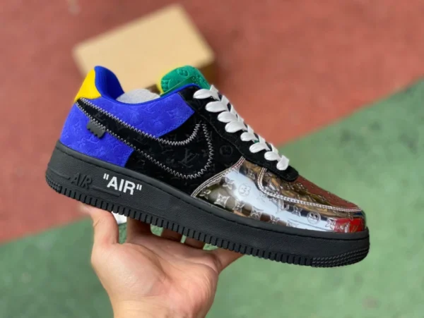 Air force co-branded LV argento nero blu basso xp puro originale Louis Vuitton x Nike Air Force 1 Scarpe da ginnastica basse stringate basse nere e bianche L co-branded