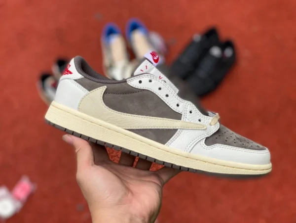 aj1 barb basso beige bianco marrone commercio estero puro originale Air Jordan 1 Low AJ1 reverse TS comune bianco marrone basso moka beige barb DM7866-162