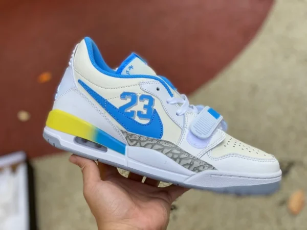 aj312 bianco blu giallo basso Air Jordan 3 Retro AJ3 bianco cemento blu fondo cristallo 923096-101