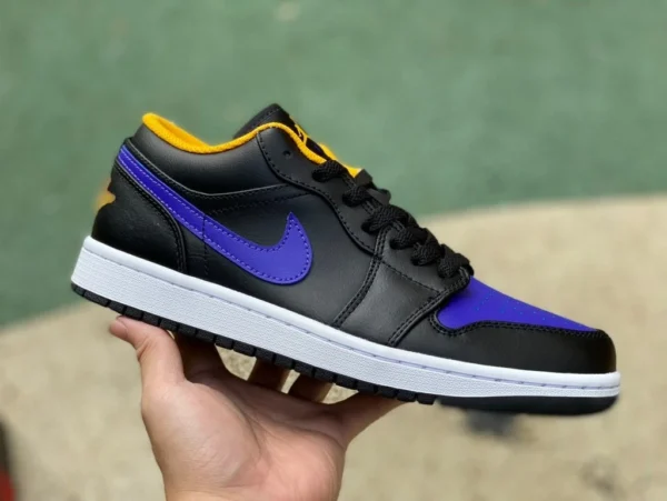 aj1 nero viola giallo basso puro originale Air Jordan 1 Low AJ1 nero viola giallo scarpe da basket basse casual retrò da uomo 553558-075