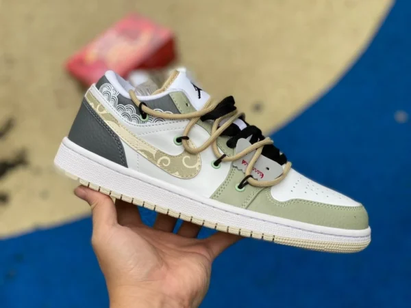 aj1 cinturino bianco verde grigio Air Jordan 1 Low AJ1 bianco matcha verde grigio scarpe da basket fb7168-121