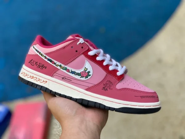 Dunk bianco rosa rosa personalizzato Nike Dunk Low Gypsy Rose cw1590-100