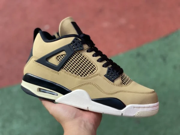 aj4 tè al latte fungo versione economica di Air Jordan 4 AJ4 perla tè al latte fungo nero marrone scarpe da basket AQ9129-200