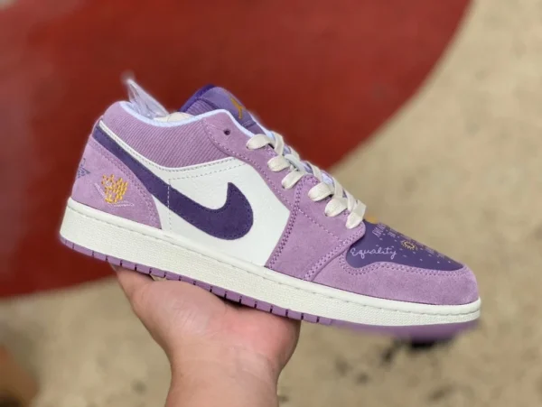 aj1 Kuromi Purple low Air Jordan 1 AJ1 Kuromi Purple scarpe da basket retrò casual basse da donna DR8057-500