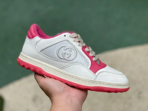 Gucci MAC80 bianco rosa versione canale Guangzhou GUCCI Gucci MAC80 sneakers moda in tessuto in pelle effetto invecchiato stringate basse da uomo bianche e rosse