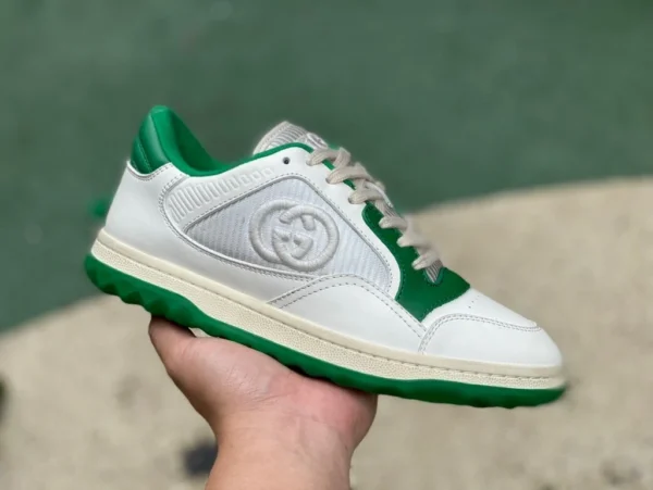 Gucci MAC80 versione canale Guangzhou invecchiato bianco e verde GUCCI Gucci MAC80 sneakers basse allacciate da uomo in tessuto in pelle invecchiata