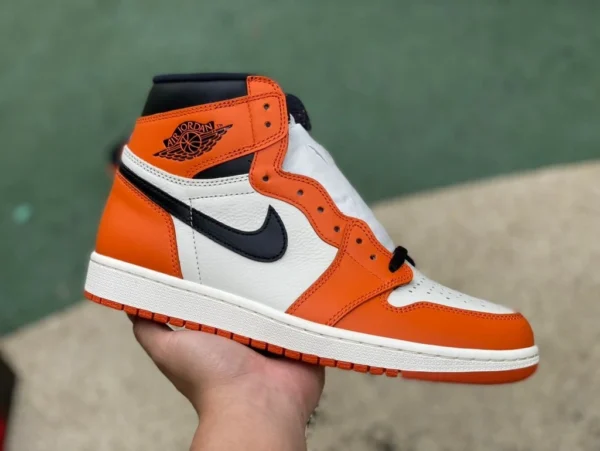 aj1 fibbia bianca rotta alta top dg puro originale Air Jordan 1 AJ1 fibbia bianca rotta bianco arancione nove fori OG sneakers alte 555088-113