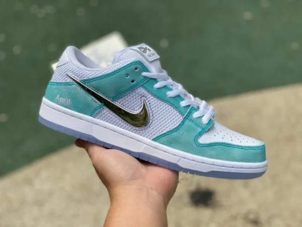 Dunk joint APRIL bianco e verde puro originale APRIL SKATEBOARDS x Nike SB Dunk Low sneakers basse traspiranti Tiffany bianco e verde