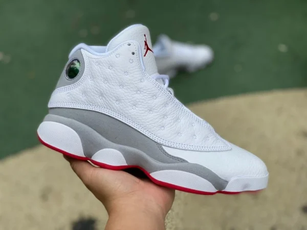 aj13 bianco grigio rosso 3D vero strato di testa cat eye vero carbonio Air Jordan 13 "Wolf Grey" lupo grigio grigio bianco rosso alto 414571-160