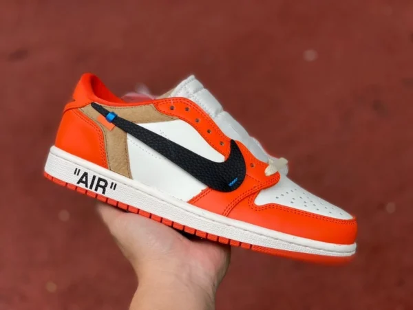 aj1ow joint fibbia bianca rotta bassa Air Jordan 1 x OFF-WHITE AJ1 OW joint low top barb punta nera congiunta cz0790-113