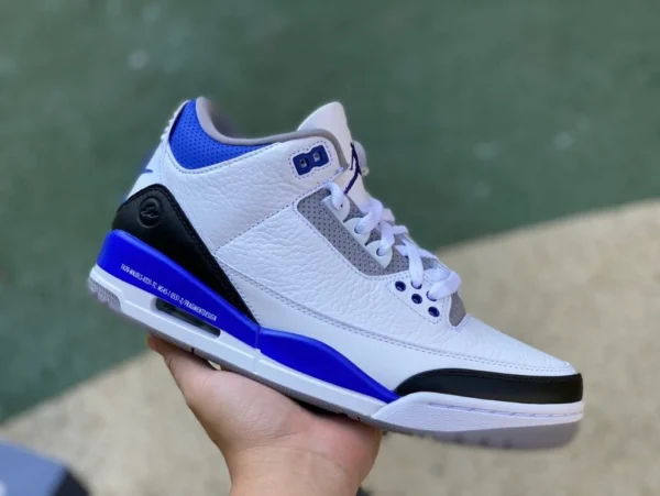 aj3 bianco blu fulmine puro originale Air Jordan 3 AJ3 x frammento Hiroshi Fujiwara comune grande fulmine DA3595-100