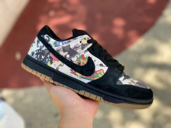 Dunksup joint graffiti neri Supreme x Nike SB Dunk Low sneakers graffiti nere fd8778-001