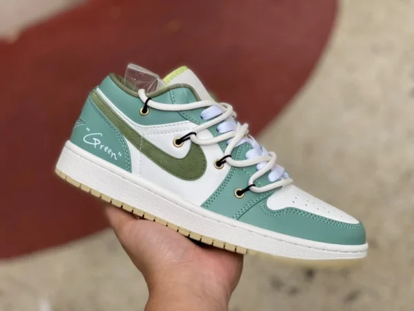 aj1 cinturino bianco e verde basso Air Jordan 1 Low CNY Chinese Year AJ1 scarpe da basket retrò basse verdi e bianche FD9906-131