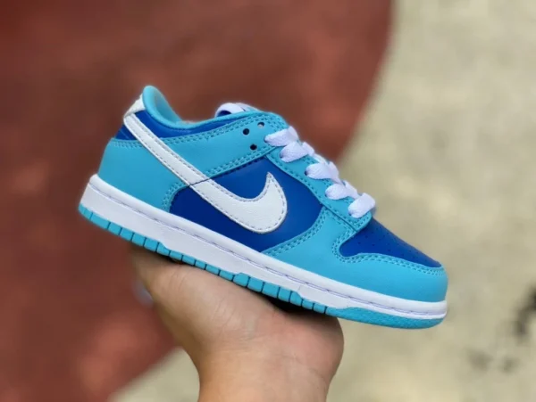 Scarpe da bambino Dunk bianche e blu Mengbao Nike Dunk Low Retro QS Nike sneakers casual retrò da bambino blu DV2635-400