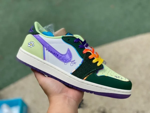 aj1 Charity Verde Viola Basso Air Jordan 1 Retro Low OG Charity DB Doernbecher 2023 FD9665-