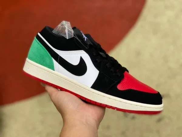 aj1 nero verde rosso street ball basso Air Jordan 1 Low "Quai 54" resistente all'usura traspirante basso retro nero verde rosso FQ6703-100