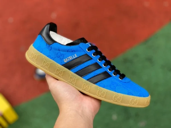 Gucci tela blu e nera Guangzhou puro originale adidas originali x GUCC Gucci sneakers basse allacciate in tela