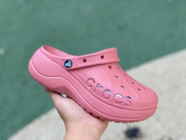 Sandali Crocs rosa logo Crocs Crocs Bava Platform Clog sandali sportivi antiscivolo resistenti all'usura 208186-001