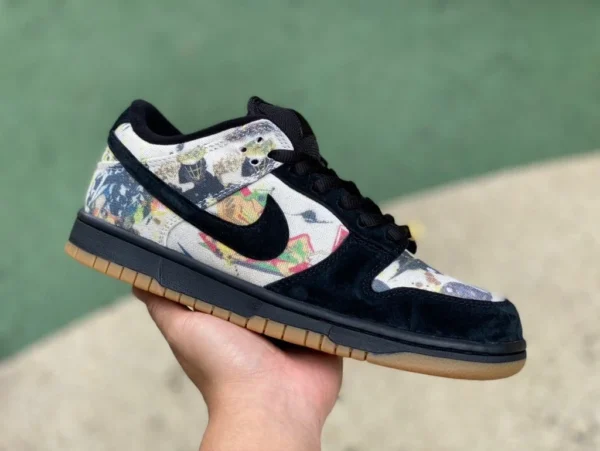 Dunk nero sup co-branded Supreme x Nike SB Dunk Low "Rammellzee" sneakers basse traspiranti alla moda retrò resistenti all'usura FD8778-001