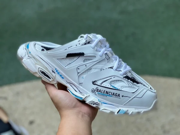 Balenciaga mezze ciabatte bianche graffiti Balenciaga Triple S sandali moda da uomo in tessuto con ricamo logo