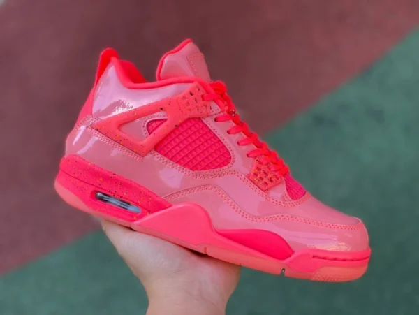 aj4 pelle verniciata rosa Air Jordan 4 Hot Punch AJ4 Joe 4 vernice a infrarossi splash inchiostro AQ9128-600