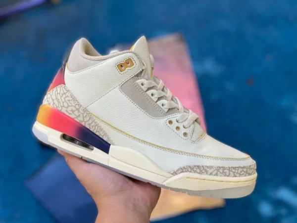 aj3 bianco blu rosso modello congiunto scatola originale confezione versione J Balvin x Jordan Air Jordan 3 scarpe da basket retrò congiunte uomo e donna stesso stile bianco blu rosso FN0344-901