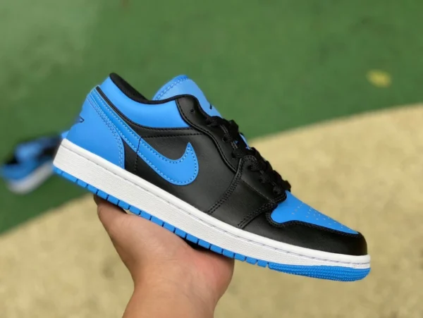 aj1 nero e blu basso puro originale Air Jordan 1 Low AJ1 nero e blu retrò 553558041