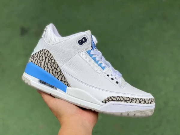 aj3 North Carolina blu taglio puro originale Air Jordan 3 UNC AJ3 North Carolina blu bianco blu modello burst CT8532104