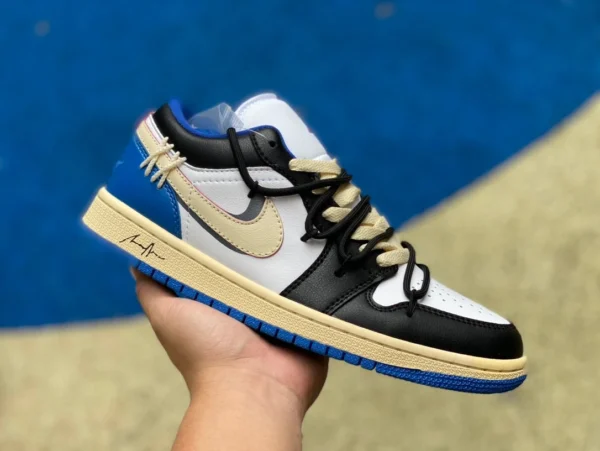 aj1 cinturino nero e bianco blu Air Jordan 1 Low AJ1 scarpe da basket casual retrò blu e bianche DC0774416