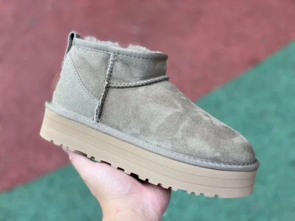 Scarpe in cotone UGG con suola spessa e top medio verde chiaro UGG Tasman scamosciate semplici pantofole in cotone moda casual per donna