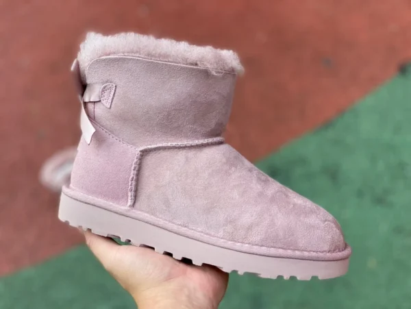 UGG fiocco rosa UGG Bailey shearling più caldi stivali da neve corti a metà polpaccio in velluto da donna