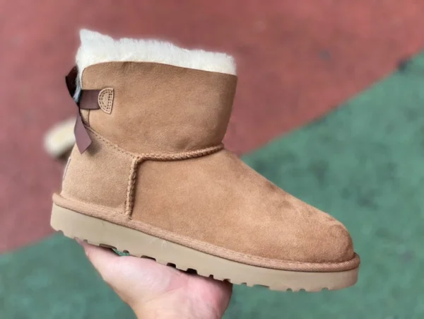 UGG fiocco marrone UGG Bailey shearling plus velluto caldo stivali da neve corti a metà polpaccio da donna