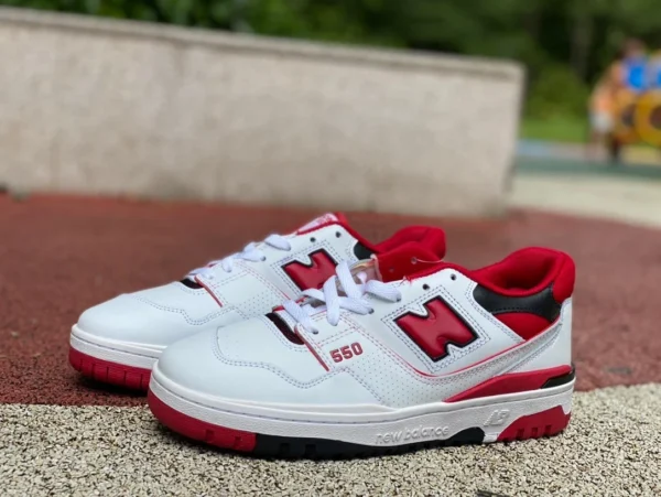 NB550 scarpe da basket retrò originali New Balance serie 550 bianche e rosse originali dello stesso stile da uomo e da donna BB550SE1