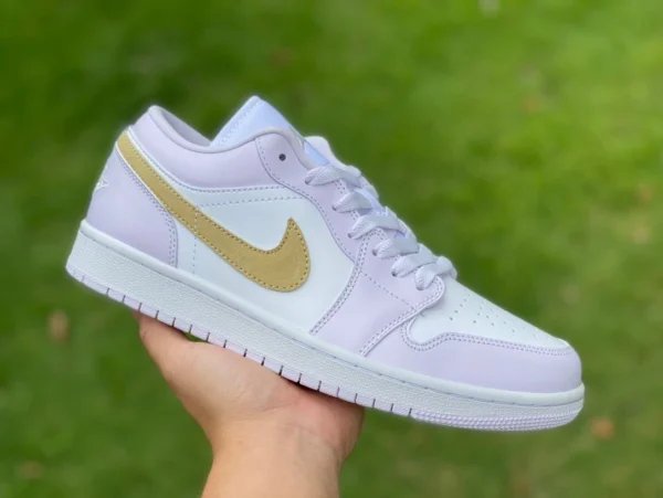 aj1 bianco viola oro gancio basso puro originale Air Jordan 1 Low AJ1 bianco viola low-top retro scarpe da basket DC0774501