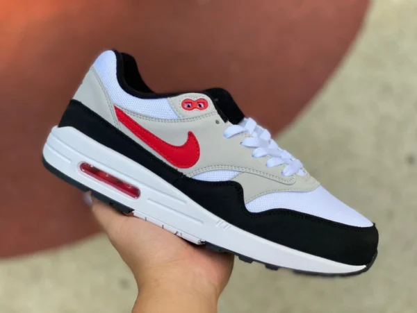 Max1 Bianco Nero Rosso Gancio Nike Air Max 1 Rosso Gancio Cuscino d'aria Casual FD9082101