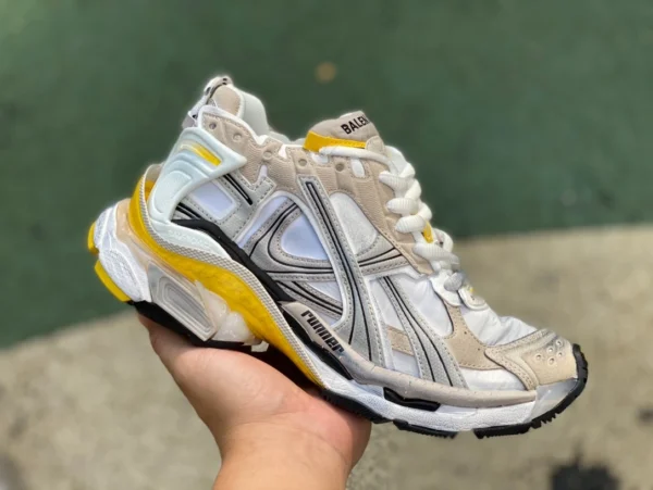 Balenciaga 70 bianco marrone giallo M puro originale Balenciaga Runner Grafhti rete stringata scollata sportiva e tempo libero