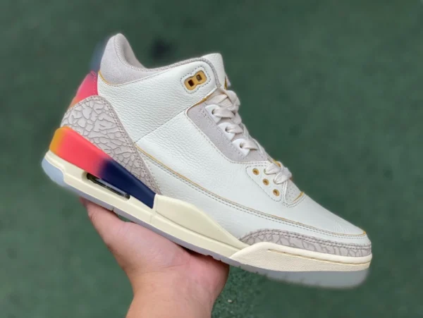 aj3 bianco blu rosso pezzo tagliato puro originale J Balvin x Jordan Air Jordan 3 scarpe da basket retrò congiunte bianco blu rosso FN0344901