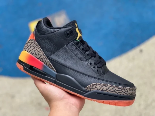 aj3 nero rosso arancione modello comune J Balvin x Air Jordan 3 AJ3 nero rosso arancione FN0344-001