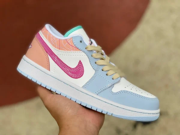 aj1 rice rosa blu basse Air Jordan 1 Low AJ1 rice rosa blu retro scarpe da basket basse da donna FV3623-151