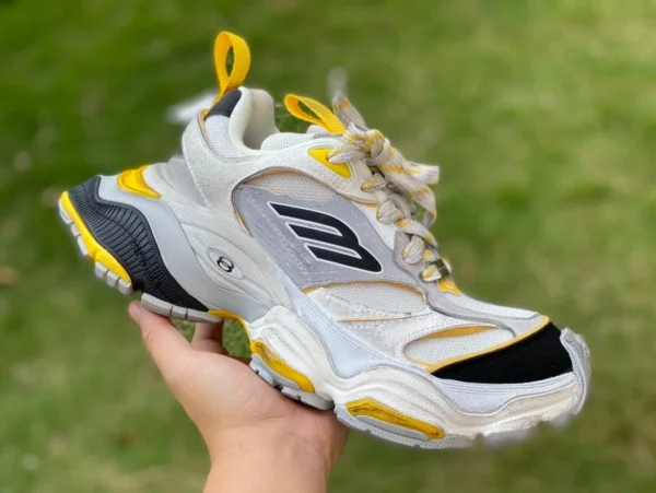 Balenciaga CARGO Bianco Giallo Argento M Puro Originale Balenciaga Balenciaga CARGO Punta Rotonda Cinturino Confortevole Bianco Giallo Argento