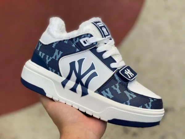 MLB bianco e blu più velluto di cotone puro originale MLB new NY presbiopia moda versatile e confortevole uomo e donna coppia sneakers sportive e per il tempo libero 3ASXCDN3N (C006)