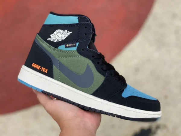 aj1 nero verde blu alte scarpe sportive da uomo Air Jordan 1 Element GORE-TEX in pelle con trazione DB2889-003