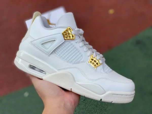 aj4 fibbia in oro bianco puro originale Air Jordan 4 "Metallic Gold" AQ9129-170