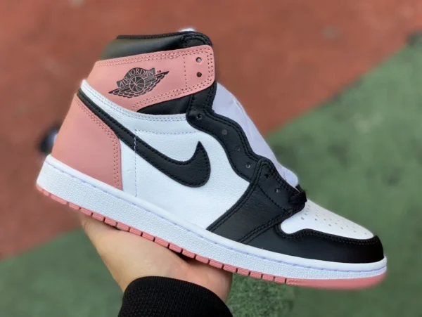 aj1 Bianco Nero Rosa Dirty Pink Pure Original Air Jordan 1 Retro High Rust Pink High Top Bianco Nero Rosa 861428-101