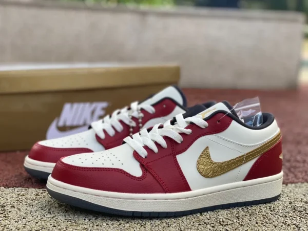 aj1 Year of the Dragon bianco e rosso basso Air Jordan 1 Low CNY AJ1 bianco e rosso Year of the Dragon basso da uomo FJ5735-100