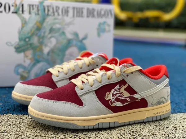 Dunk Year of the Dragon edizione limitata grigia e rossa Nike Dunk Low sneakers basse antiscivolo resistenti all'usura FJ5429-133