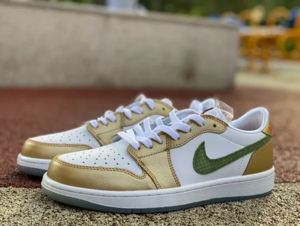 aj1 oro bianco verde drago anno Air Jordan 1 AJ1 bianco verde drago anno nuovo anno scarpe da basket retrò FQ6593-100