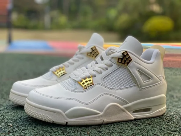 aj4 fibbia in platino puro cp puro originale Air Jordan 4 bianche scarpe da basket mid-top retrò antiscivolo resistenti all'usura AQ9129-170