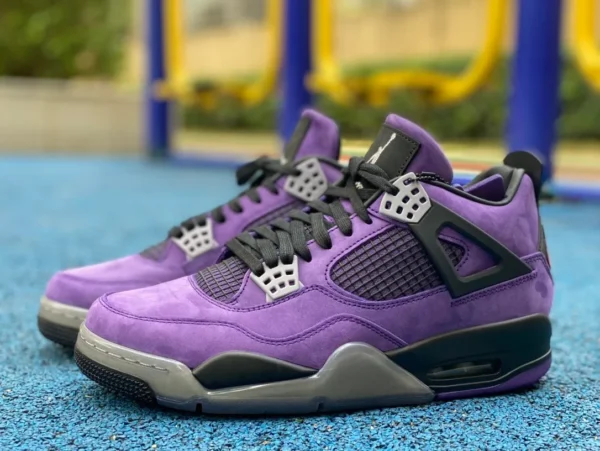 aj4ts collaborazione Air Jordan 4 x in pelle scamosciata viola e nera x Travis Scott in pelle scamosciata viola e nera